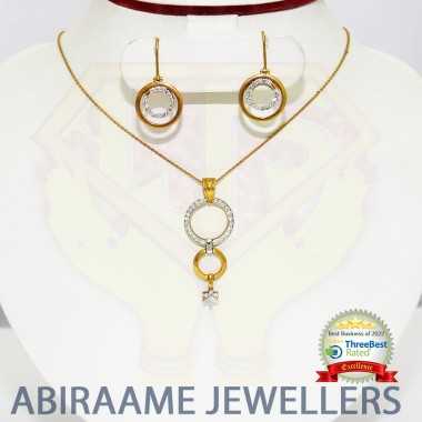 simple diamond pendant sets for women, buy diamond pendant set online, abiraame jewellers, buy diamonds online, gift diamonds