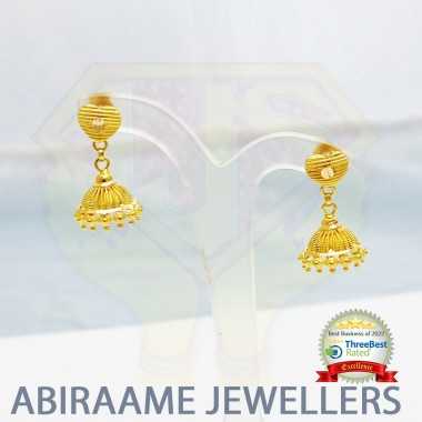 new jhumka design 2021, latest jhumka design, new jhumka design gold, jhumka earrings gold, abiraame jewellers
