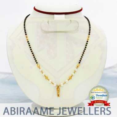 black beads chains, beads necklace, black beads gold chain, beaded jewellery, abiraame jewellers
