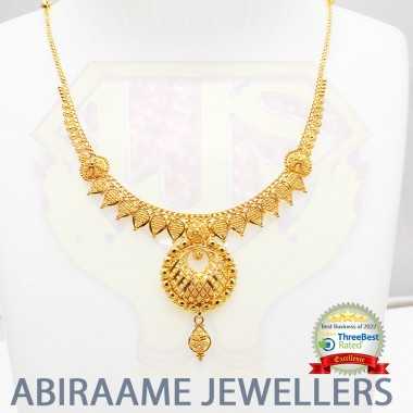 necklace designs in gold with price, gold jewlry online, 15 grams gold necklace with price, necklace set, abiraame jewellers