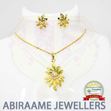buying necklaces online, order gold necklace, abiraame jewellers, gold pendant, gold locket, necklace set
