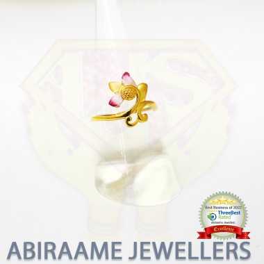 golden rose ring, enamel ring, gold flower ring, floral gold ring, enamel flower, rose gold flower ring