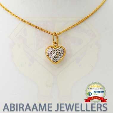 double sided heart pendant, abiraame jewellers, two sided pendant, yellow and white gold pendant