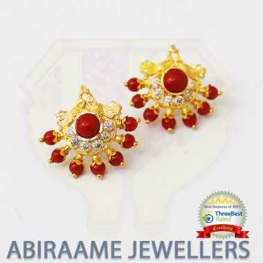 coral earrings, coral earrings gold, red coral earrings, coral earrings with stones, coral ornament, coral stud earrings